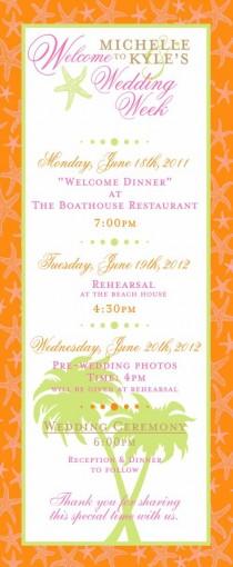 wedding photo - Tropical Starfish Wedding Itinerary Cards