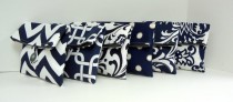 wedding photo - Navy Bridesmaid Clutches, Gray and Navy Clutches, Bridesmaid Gift Set of 6