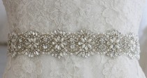 wedding photo - Exclusive Art Deco Austria Rhinestone Crystal Pearl Bridal Sash, Beaded wedding Belt, Ivory Champagne Evening Gown Dress Vintage accessories