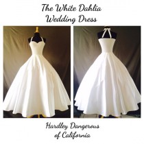 wedding photo - The White Dahlia SATEEN Wedding Dress, Rockabilly 1950s Style Casual Knit Wedding Pin Up BRIDE, Floor Length