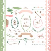 wedding photo - Laurels clipart, Ribbons, Wreaths, Banners, Boarders, Dividers, Arrows. Clip art for scrapbooking, wedding invitations, Small Commercial Use