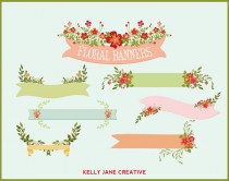 wedding photo - Floral Banners, Laurels, Bouquet Clip Art - Blog Graphics - Wedding graphics