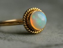 wedding photo - 18K Gold Opal ring - Natural Opal Ring - Engagement ring - Artisan ring - October birthstone - Bezel ring - Gift for her