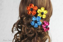 wedding photo - Colourful Daisy Flower Hair Clips, Daisy Wedding Hair Accessories, Flower Hair Accessory, Daisy Hairclips