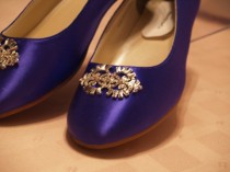 wedding photo - Wedding Flat Shoes Purple with Brooch -  Deep Purple flats plus 200 colors