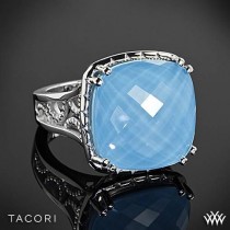 wedding photo - Tacori SR13205 Barbados Blue Clear Quartz Over Neolite Turquoise Ring In Sterling Silver With 18k Yellow Gold Accents