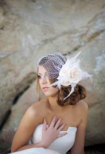 wedding photo - Birdcage Veil With Floral Arrangement To The Side