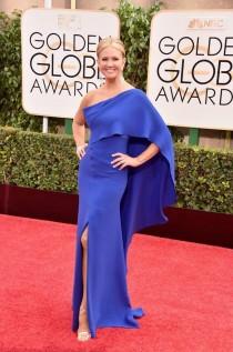 wedding photo - One Shoulder The 72th Annual Golden Globe Awards Evening Red Dresses Carpet Celebrity 2015 Blue Satin with Split Mermaid NBC Party Dress Hot, $100.79 