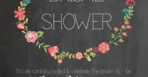 wedding photo - Chalkboard & Floral Wreath Bridal Shower Invitation