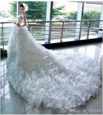 wedding photo - Beautiful Mermaid Princess Bride Fashion Models Big Fluffy TailL Long Tail Wedding Dress Bridal Gown Online with $93.53/Piece on Hjklp88's Store 
