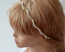 wedding photo -  Gold and Pearl Headband, Gold Bridal Hair Accessory, Gold Bridal Hair Crown, Pearls and Crystal Headbands, Wedding Hair Accessory