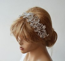 wedding photo -  Wedding Hair Accessories, Silver Butterflies Headpiece, Hair Piece Comb, Bridal Hair Accessory, Bridal Headband, Wedding Headband