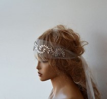 wedding photo -  Bridal Headband, wedding Rhinestone Headband, wedding Veil, Bridal Veil, Wedding Hair Accessory, Bridal Hair Accessories
