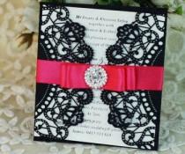 wedding photo - The Great Gatsby Lace Crystal Wedding Invitation Card With Pearls