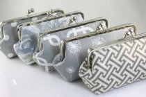 wedding photo - Grey Wedding Clutches / Bridesmaids Clutches / Choose your Patterns - Set of 8