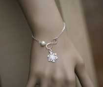 wedding photo - Snowflake bracelet,winter wedding,Best friends,snowflake and infinity,bridesmaid gifts,wedding bridal jewelry