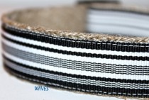 wedding photo - Black & White Stripe Dog Collar / Wedding Dog Collar / Black Stripe Dog Collar / Adjustable Dog Collar / Pet Collars / Waves