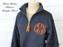 wedding photo - Personalized Pullover with Quarter Zipper - Monogrammed pullover with collar, Personalized Bridesmaids Shirts monogram fleece sweatshirt