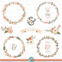 wedding photo - Wreath clip art "WEDDING FLOWER WREATH" Clipart,Vintage Flowers Wreath, Flower frames, Wedding Wreath,Wreath,Wedding invitation, Wd085