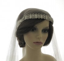 wedding photo - Couture bridal cap veil -with Swarovski cap front - Kristal