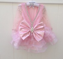 wedding photo - DIOR DRESS- Pink Lace Dress - Flower Girl Dress - Girls Lace Dress - Big Bow Dress - Birthday Dress - Wedding Dress by Isabella Couture