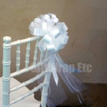 wedding photo - 10 White Pew Pull Bows Tulle Beach Wedding Decorations Church Aisle