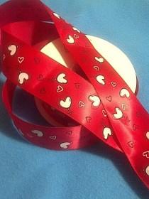 wedding photo - Hearts Balloons on Red Satin Ribbon /1.5"(38 mm )width /Head band/DIY Head Bow/ Wedding Supplies /Bouquet Ribbon