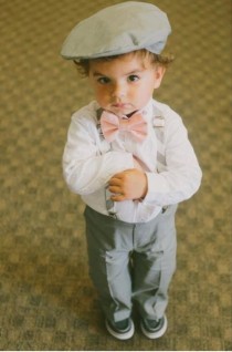 wedding photo - Cotton Ring Bearer Outfit; Ring Bearer Bow Tie, Ring Bearer Suspenders, and Pants. Wedding Outfit for Ringbearer