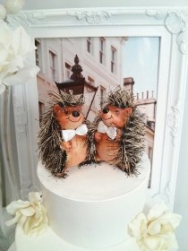 wedding photo - SALE Ooak lovely hedgehog wedding cake topper