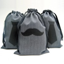 wedding photo - Groomsmen Gift Bag - Mens Gift Bag - Mens Gift Wrap - 8x12 Mustache or Necktie Pinstripe Gift Bag