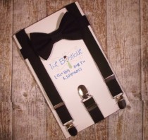 wedding photo - Black Bow Tie and Suspenders: Black Bow Tie and Black Suspenders, Toddler Suspenders, Baby Suspenders, Boys Suspenders, Ring Bearer