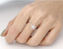 wedding photo - Snowflake Adjustable Ring detailed with CZ in 3 colors