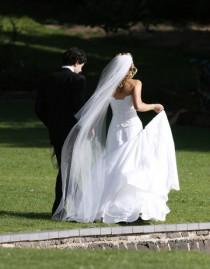 wedding photo - Two tier floor length long wedding veil white, diamond or ivory