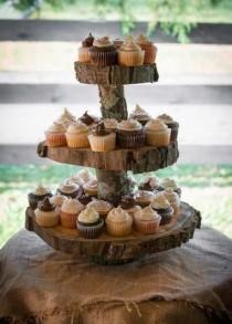 wedding photo - Rustic Cupcake Stand 2 Tier- Wedding Cupcake Stand- Cupcake Stand