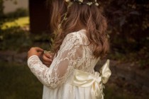 wedding photo -  Lace Flower Girl Dress, Girls Lace Maxi, Girls Rustic Dress, Toddler Dress, Long Sleeve Flower Girl Dress, Girls Boho Dress