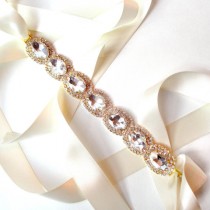 wedding photo - Exquisite Bridal Belt Sash in GOLD - Custom Ribbon - White Ivory Satin - Silver Wedding Dress Belt