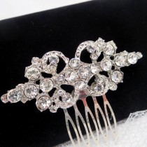 wedding photo - Art Deco Bridal hair comb, Rhinestone wedding hair comb, Crystal hair comb, Antique silver hair comb
