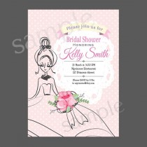 wedding photo - Bridal Shower invitation Wedding Shower invitation Shabby Chic party Invitation Card Design doodle sketch bridal - card 74