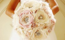 wedding photo -  Reserved Listing - Fabric Flower Bouquets and Accessories