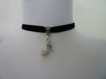 wedding photo - Black Velvet Ribbon 10mm / Shoe Charm Choker, Velvet Necklace, Baroque Victorian, Gothic