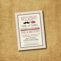 wedding photo - Printable Couples Shower Lips & Stache Invitation - Mustache and Lips Couples Shower, Engagement Party, Wedding Shower, Wedding Invitation