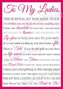 wedding photo - Custom Printable Bridesmaid Survival Kit Card Digital File