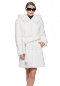 wedding photo -  Fiona luxury white hooded faux mink fur middle women coat