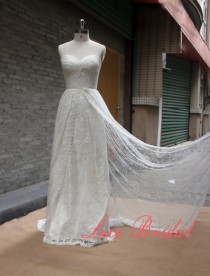 wedding photo - lace,Custom,Wedding Gown, Classic Lace Bridal Gown, Transparent Train Wedding Dress, Wedding Dress,Wedding Gown