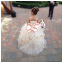 wedding photo - Flower Girl Dress - Lace Dress - Girls Lace Dress - Big Bow Dress - CAPRI DRESS - (FULL) Wedding Dress by Isabella Couture