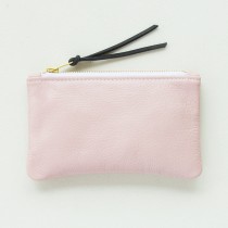 wedding photo - Small Pale Pink Leather Zipper Clutch, Zip Pouch, Zip Wallet, Small Cosmetic Pouch, Everyday Clutch, Wedding Clutch