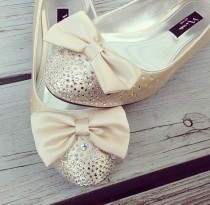 wedding photo - Champagne Jolie Bridal Ballet Flats Wedding Shoes