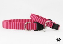 wedding photo - Pink two tone stripe - pet collar, dog collar, cat collar
