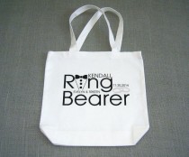 wedding photo - Personalized Ring Bearer Tuxedo White Wedding Canvas Tote Bag