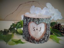 wedding photo - TREASURY ITEM - Wedding candle - Tree branch candleholder - Heart candle - Wood Candle - Unity candle - Anniversary - Valentines day